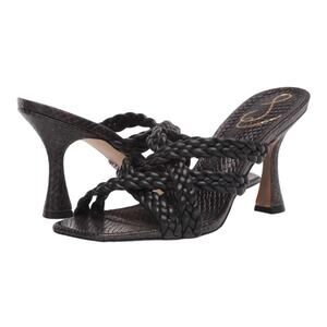 Sam Edelman Marjorie Leather Python Braided Square Toe Kitten Heels Size 8.5